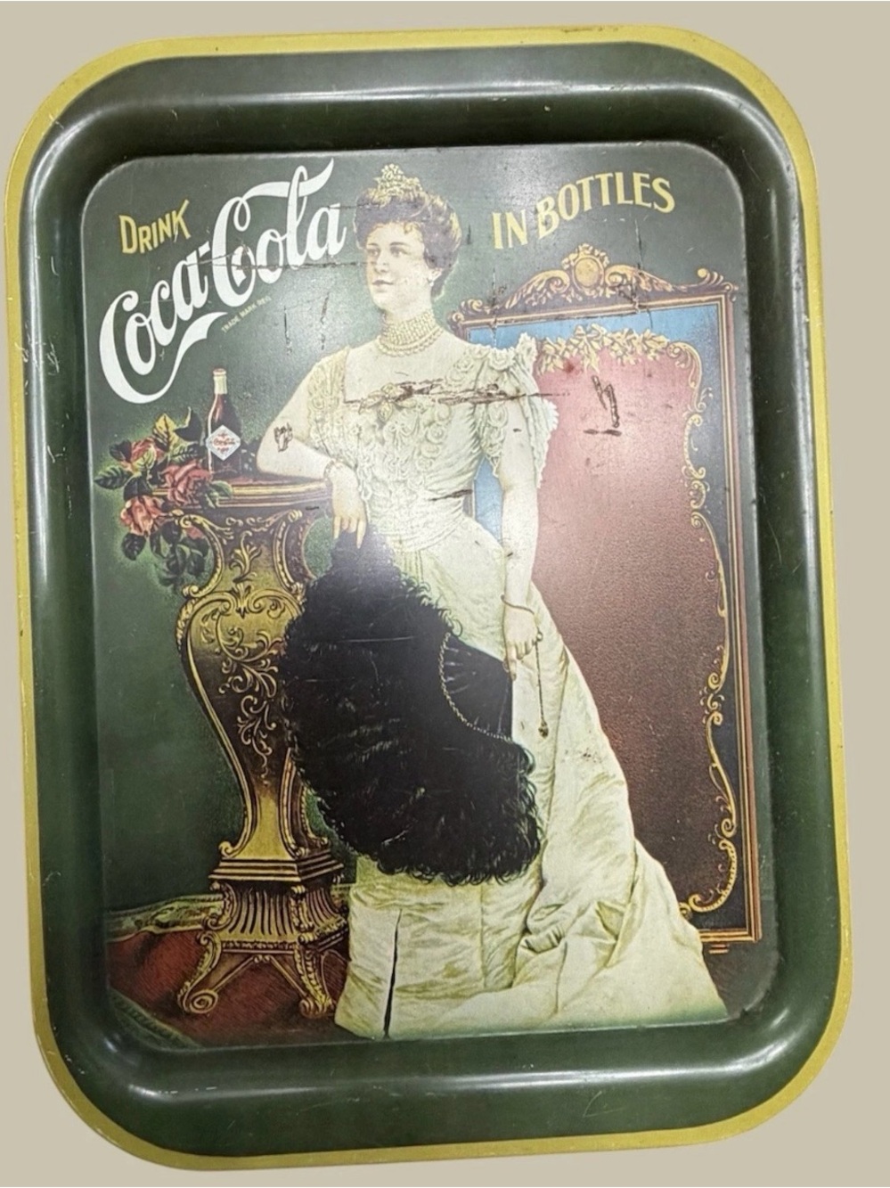 Vintage Coca-Cola Advertisement Metal Tray Lillian Russell 1904 English Rare